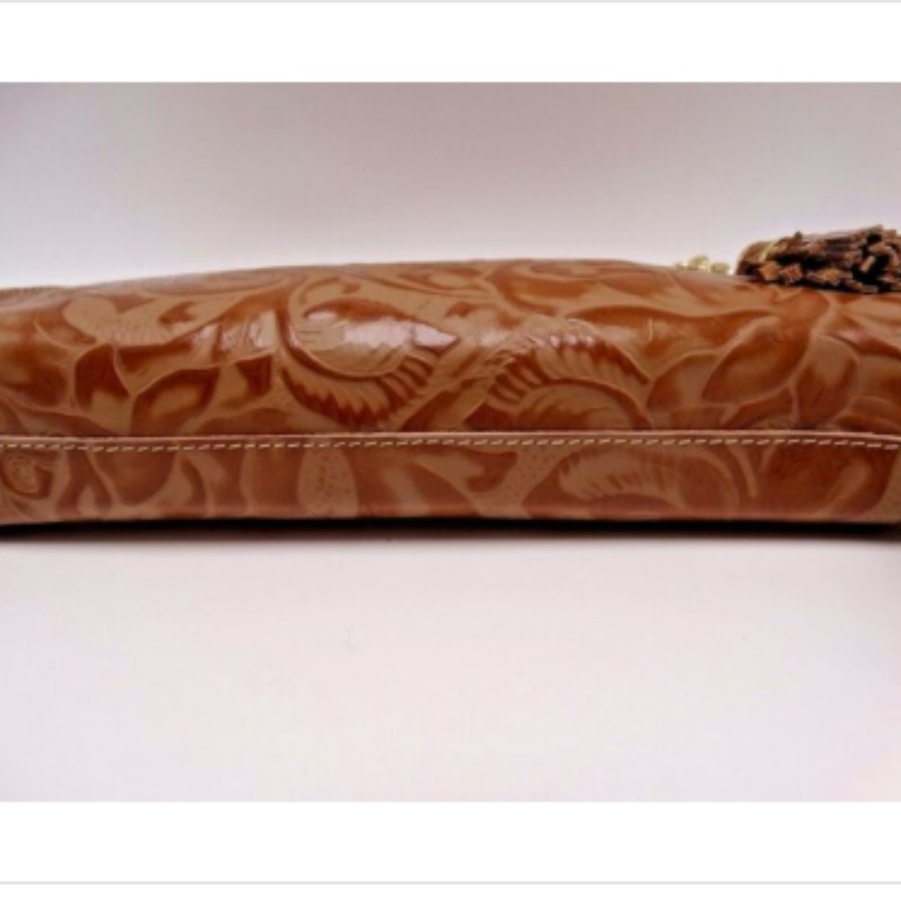 Brahmin Floral Zip WristletCamel Embossed Leather - Picture 3 of 7